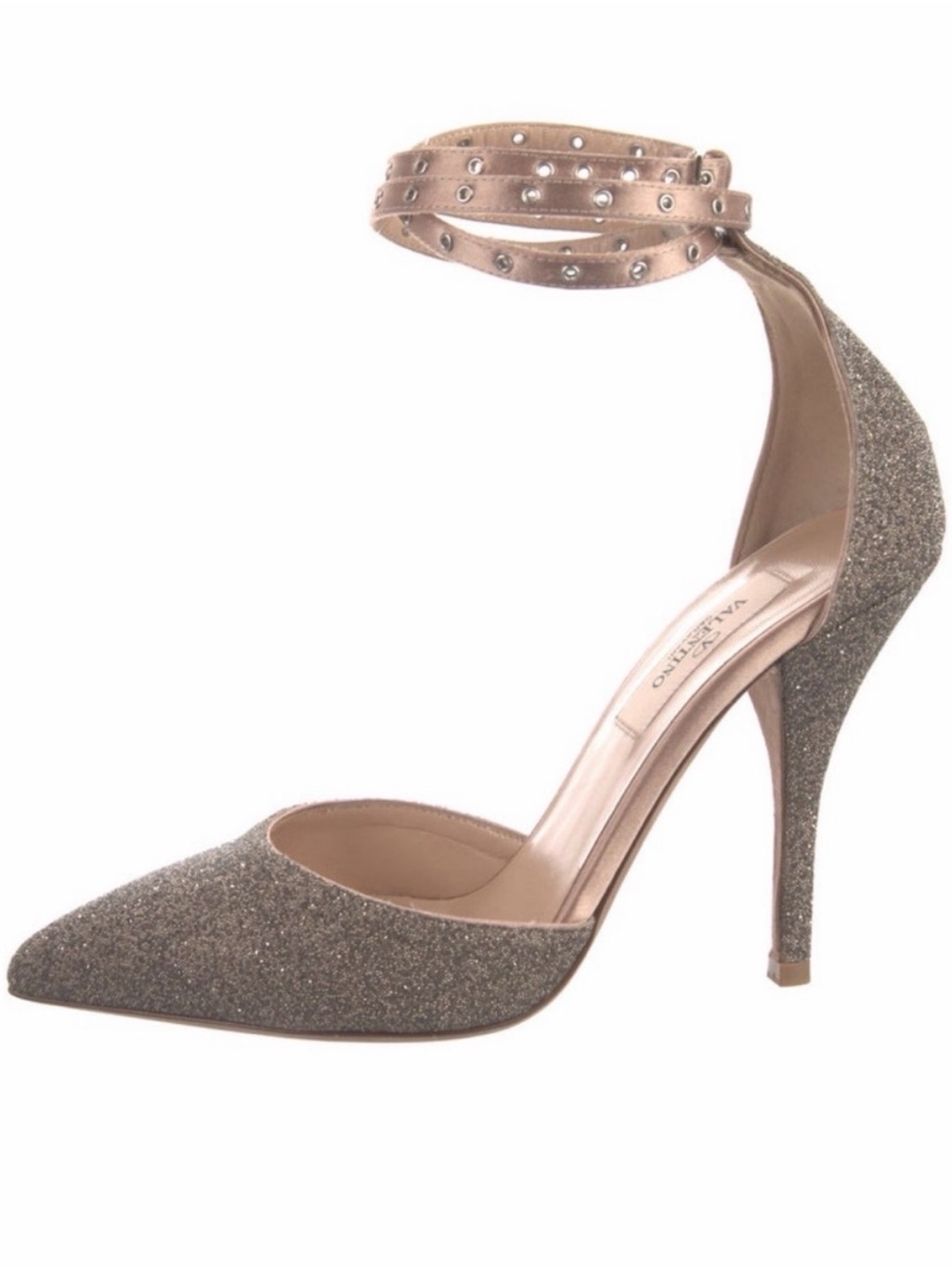 Valentino Garavani Glitter Pointed-Toe Ankle-Strap D’orsay